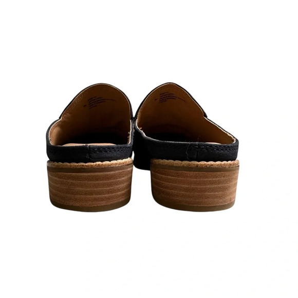 Söfft Naoko 9M Navy Blue Flat Leather Loafer Mule Slides - Picture 3 of 7